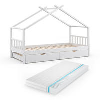 HAUSBETT Design Weiß 90x200 cm mit Gästebett und Matratze - Weiß, Holz (90/200cm) - VitaliSpa