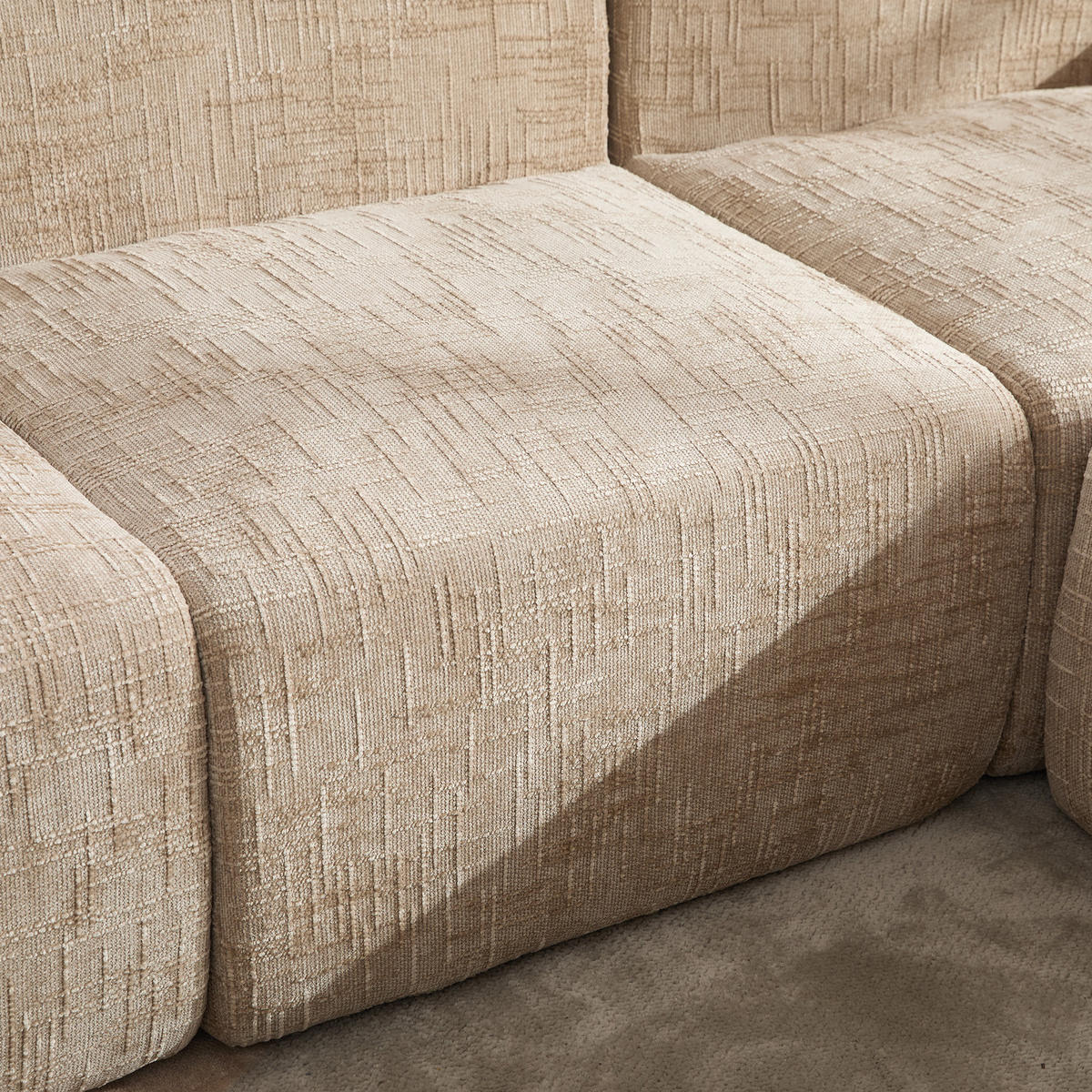 ECKSOFA Chenille Hellkhaki - Hellbraun, Textil (182.5/269.5cm) - WISHDOR