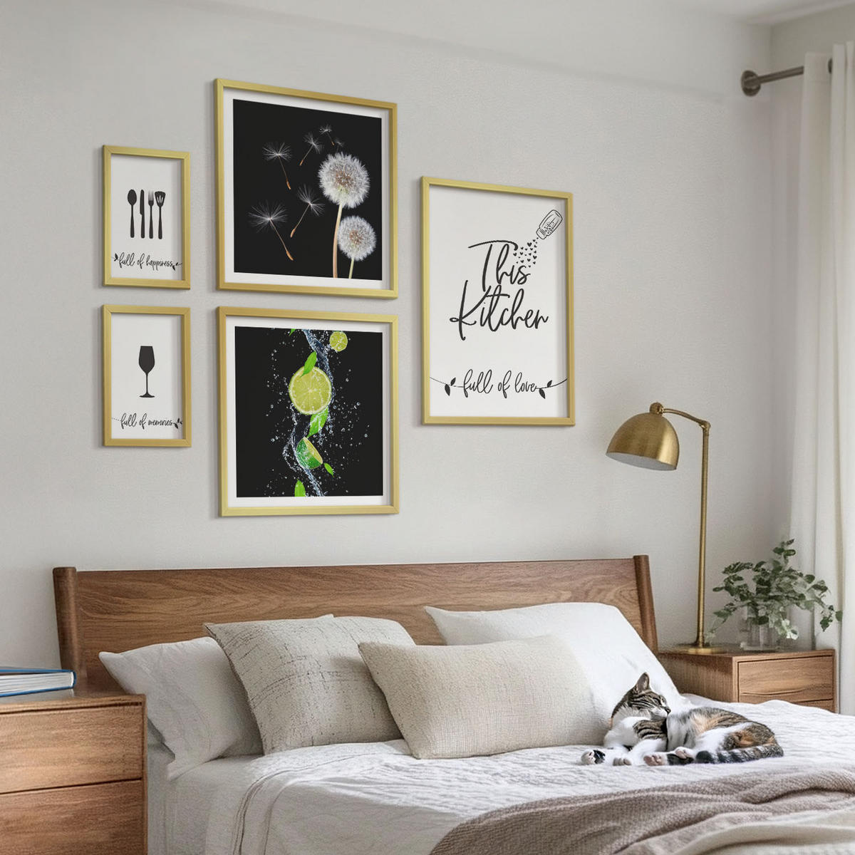 WANDBILDER 5er Set - 50x50 cm & 20x30 cm & 40x60 cm Goldrahmen - Blumenposter Paris London - Goldfarben, Kunststoff (40/60cm) - ArtPrintCave