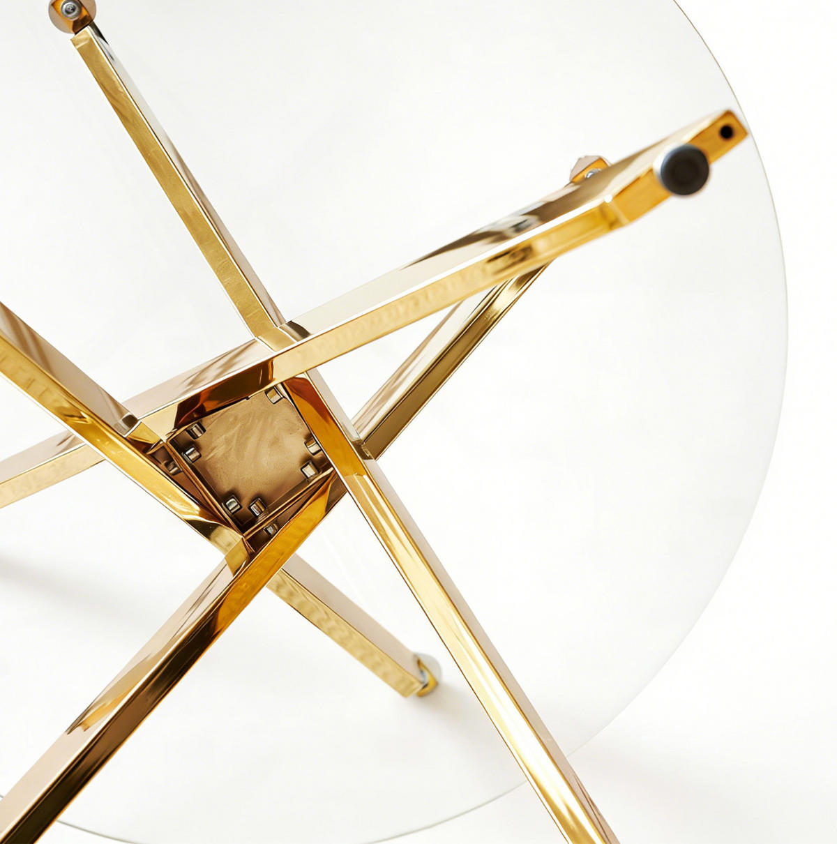 ESSTISCH 80/75 cm in Gold mit Glasplatte und Metallgestell - Goldfarben, Metall (80/80/75cm) - Flora Grace
