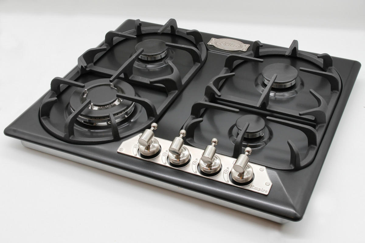 BACKOFEN-SET Elektro Backofen 60 cm EH 6355 Em Sil+KG 6325 Em Sil Turbo Gaskochfeld 60 cm - Schwarz, Metall (59.4/59.4/56.6cm) - Kaiser Küchengeräte