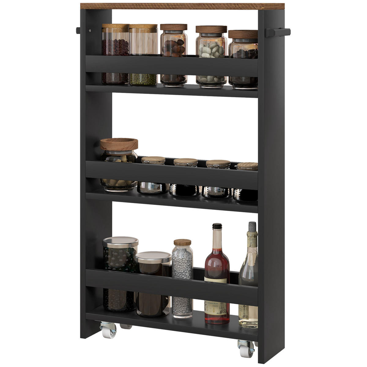 SERVIERWAGEN DE-12421 51,5/13/80 cm - Schwarz, Holzwerkstoff (13/80/51.5cm) - ComfortXL