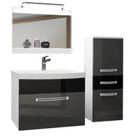 BADMÖBEL Badezimmer Silber/ Schwarz, Glänzend - Silberfarben/Schwarz, Holz (100/81/40cm) - B BELINI GROUP