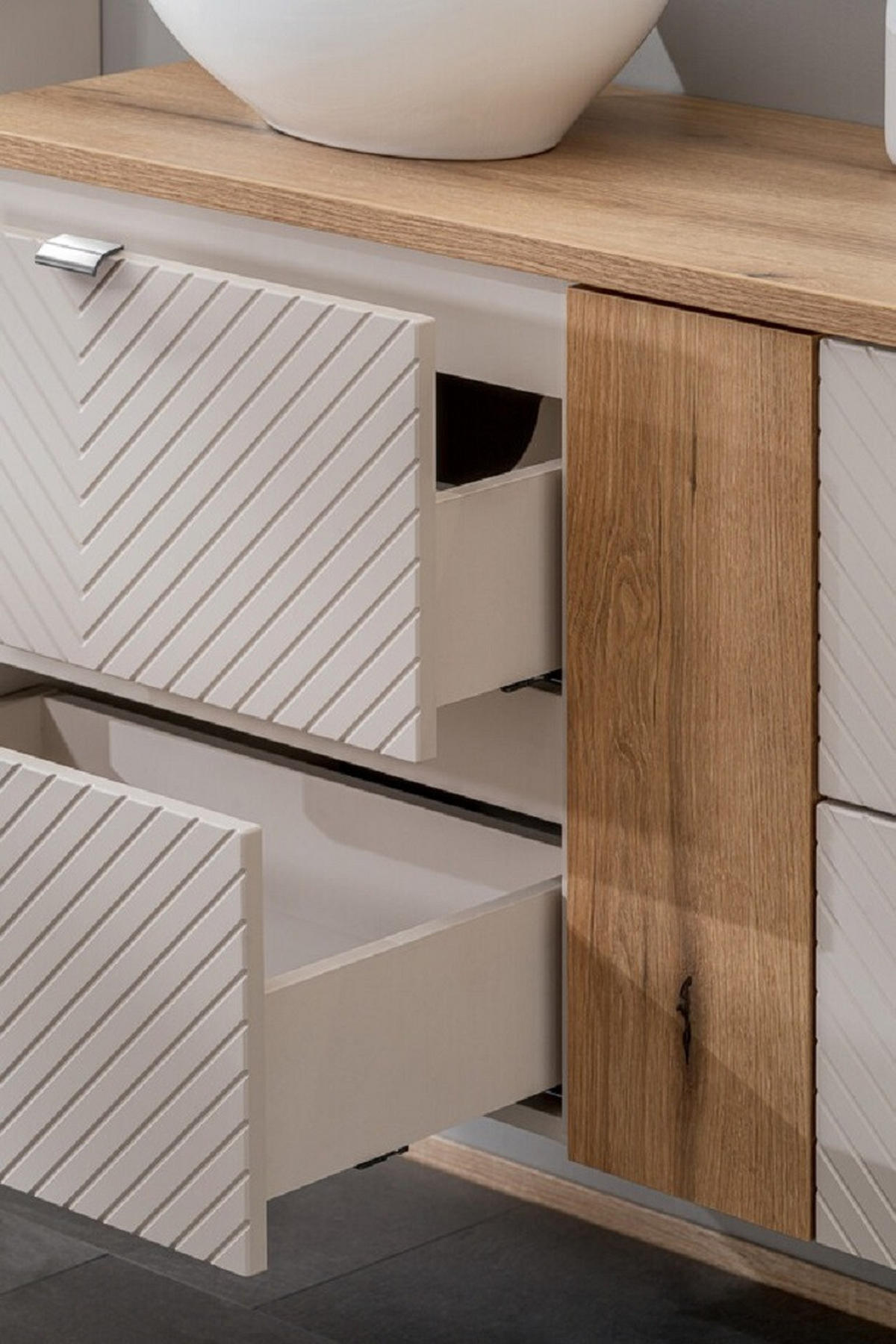 BADMÖBEL-SET 7Teile - Viva Cashmere V BM160 in Coast Evoke Oak/KaschmirMatt - Kaschmir, Holz (120/140/57cm)