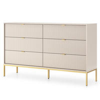 SIDEBOARD STELLARE 154/91/39cm mit 6 Schubladen Kaschmir - Kaschmir/Goldfarben, Holzwerkstoff (154/91/39cm) - MASSENO