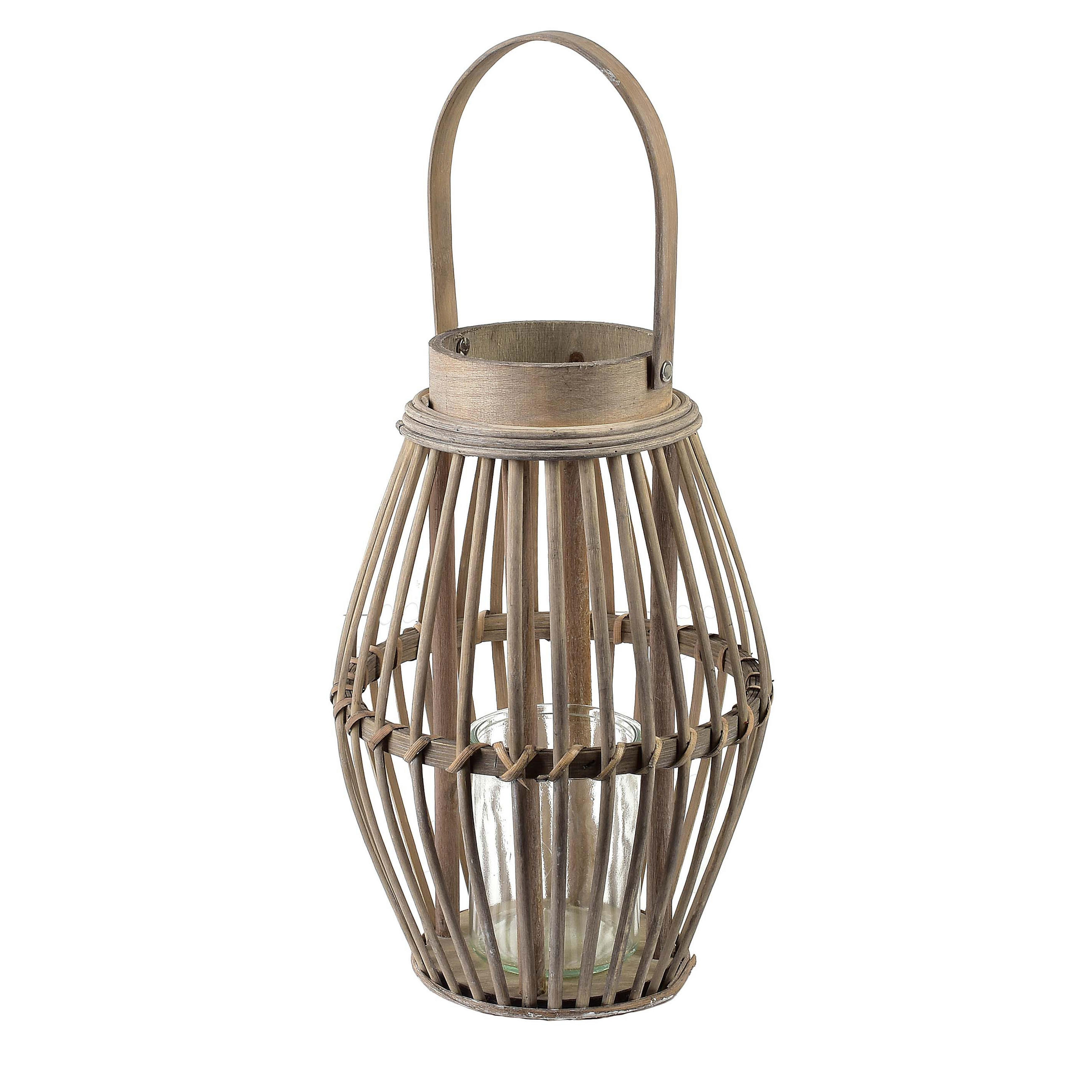 WINDLICHT Lucie Grey Grau 19/28 cm Weide Holz - Grau, Holz/Naturmaterialen (19/28/19cm) - Mondex