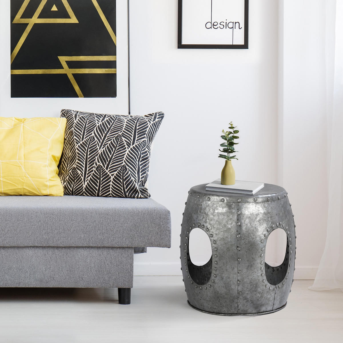 BEISTELLTISCH rund Ø38x43 cm Silber aus Metall - Grau, Metall (43/38/43cm) - WOMO-DESIGN