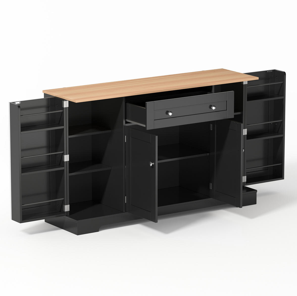 KOMODA, 138 cm, MDF, černá, s úložným prostorem a pojistkou proti překlopení - černá, kompozitní dřevo (138/85/40cm) - BEAOK