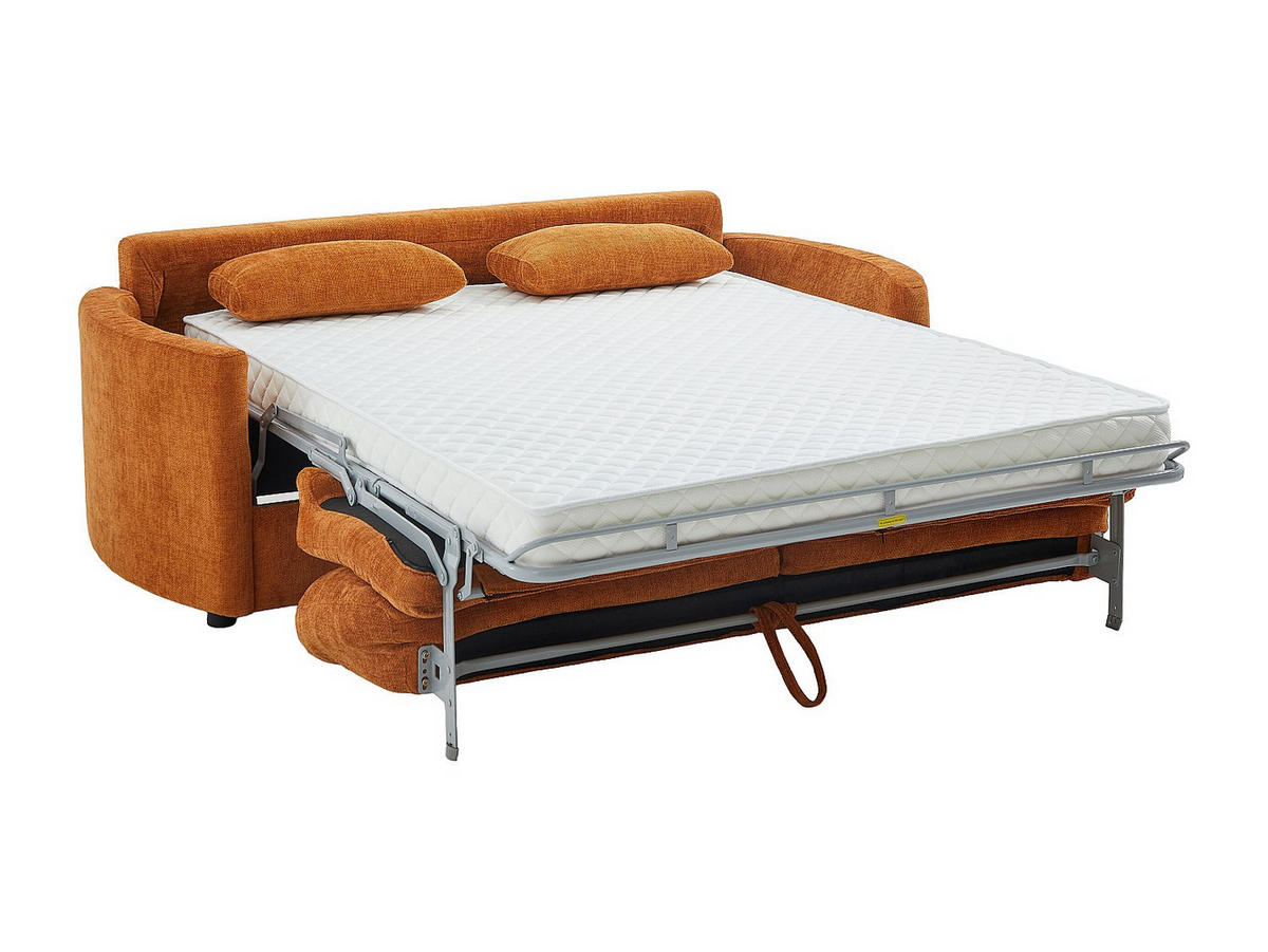 SCHLAFSOFA - 3 Personen - Stoff - Terracotta - - Terracotta, Textil (199/88/97cm) - Vente-Unique