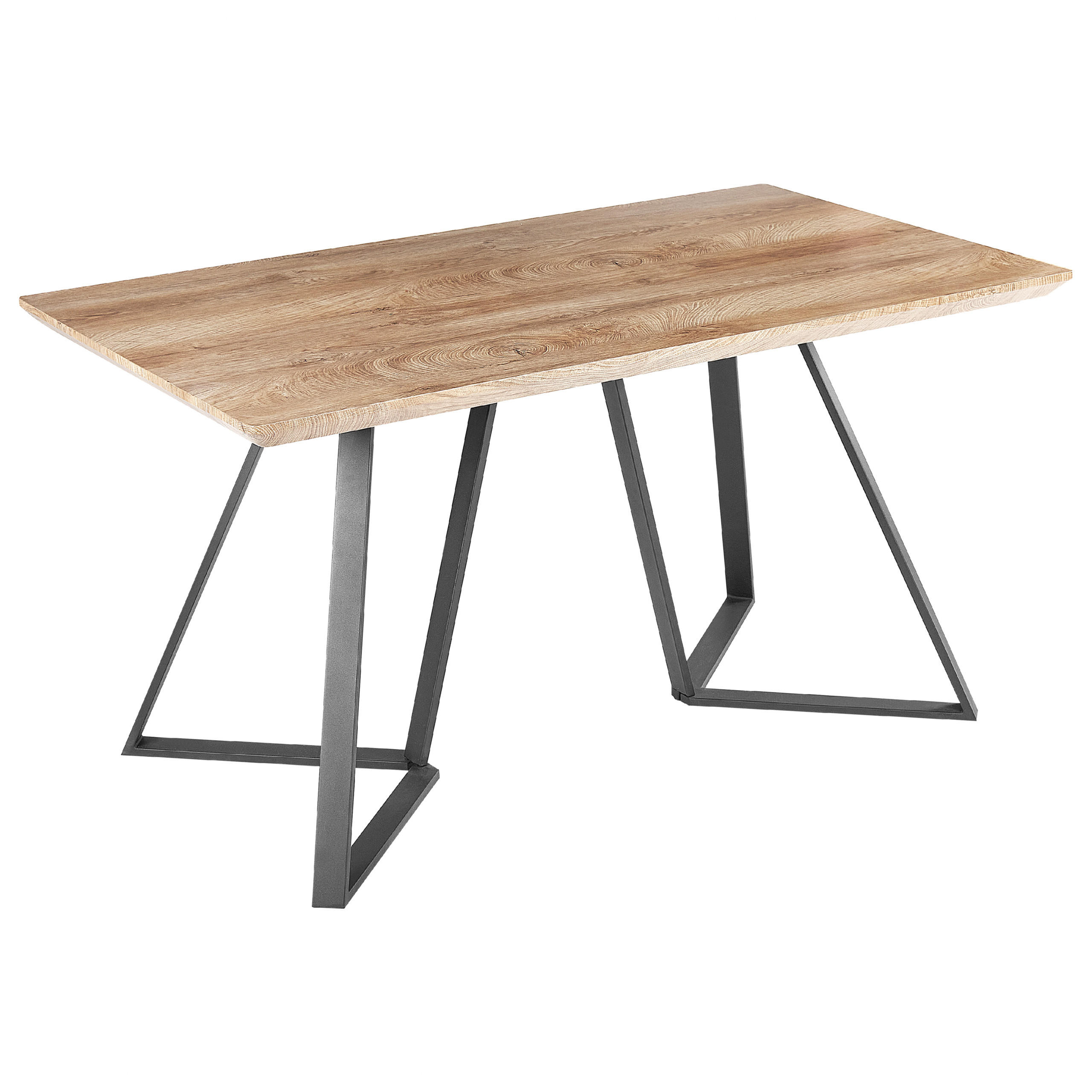 ESSTISCH 140/80/76 cm Hellbraun, Schwarz Rechteckig Upton - Hellbraun, Holzwerkstoff (140/80/75cm) - Beliani