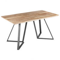ESSTISCH 140/80/76 cm Hellbraun, Schwarz Rechteckig Upton - Hellbraun, Holzwerkstoff (140/80/75cm) - Beliani