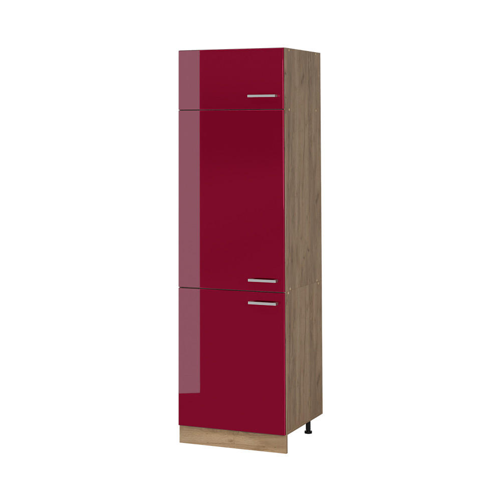 HÖGSKÅP R-Line, Röd högblank/Goldkraft ek, 60 cm Röd, Honungsek 206.8/60/57.2 cm