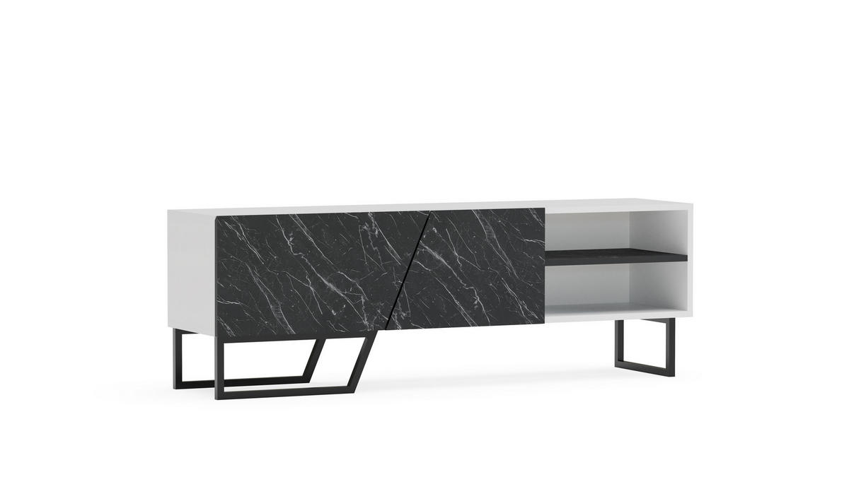 TV-ELEMENT Denasse Weiß Schwarz - Schwarz/Weiß, Holzwerkstoff (150/50.5/35cm) - Decorotika