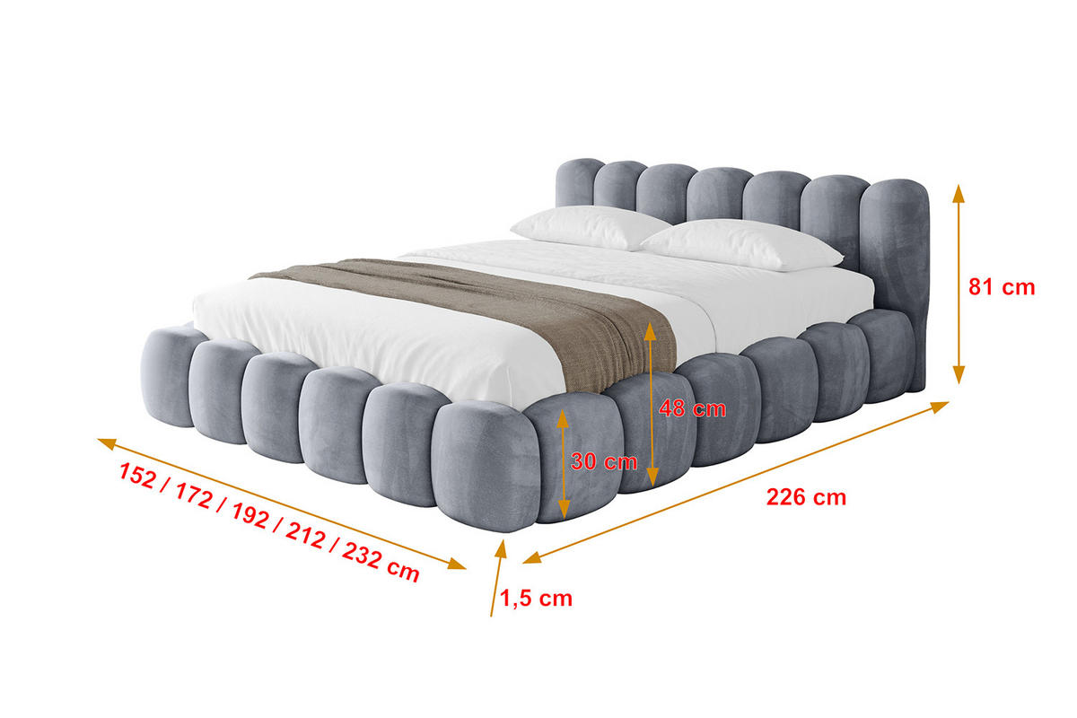POLSTERBETT mit Bettkasten und Lattenrost, Boxbett ohne Matratze - SENA-v1 120x200 Grau - Grau, Holzwerkstoff/Textil (120/200cm) - ALTDECOR
