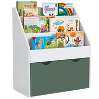 KINDERREGAL DE-17234 3 Ebenen & 1 Schublade Grün - Grün, Naturmaterialien (62.5/70/30cm) - ComfortXL
