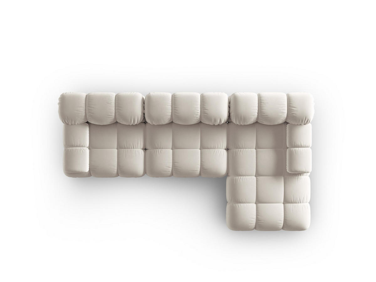 MODULARES-ECKSOFA rechts Bellis aus Samt leichtes beige 4 Sitzplätze - Creme, Textil (122/285cm) - Micadoni