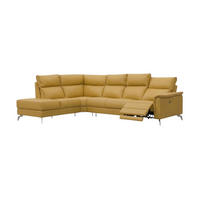 ECKSOFA Borea Echtleder mit 1 x Relaxfunktion Senfgelb - Gelb, Leder/Metall (220/310cm)