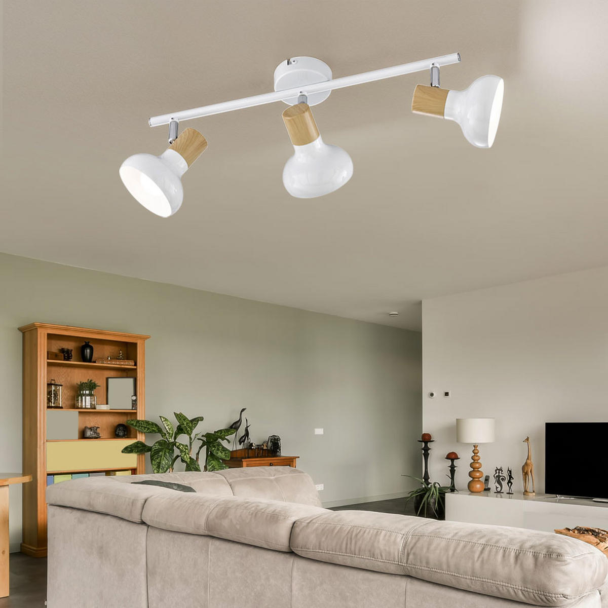 LED DECKENLEUCHTE Metall Holzoptik Weiß - Weiß, Holz (49/13/16cm) - Wofi