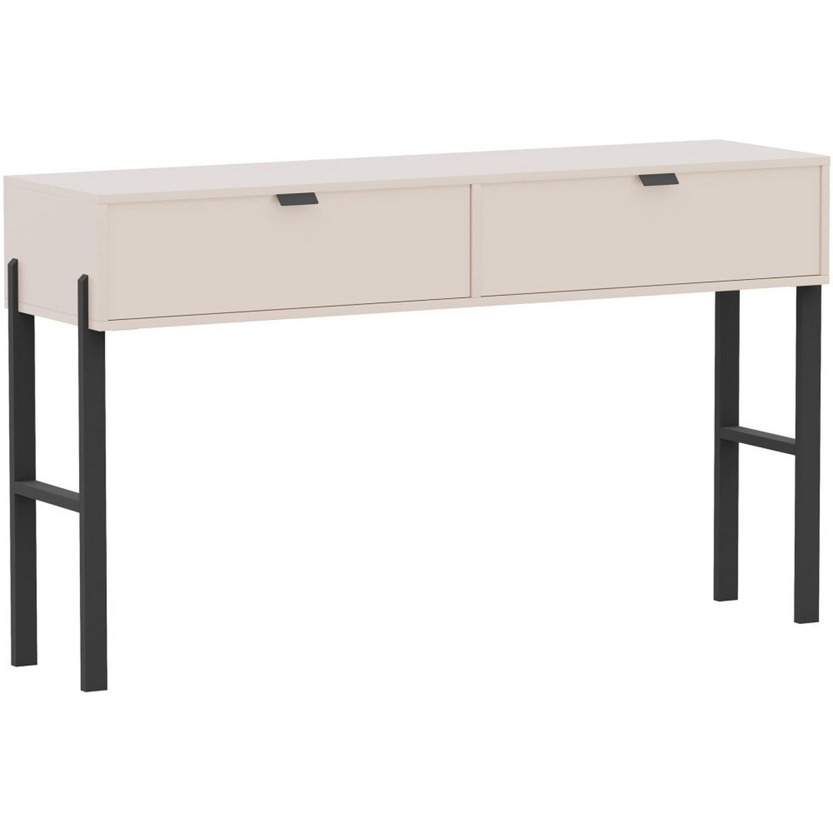 KONSOLENTISCH Cortina mit 2 Schubladen, Sandbeige - Sandfarben/Schwarz, Holzwerkstoff (37/160/83cm) - Beautysofa