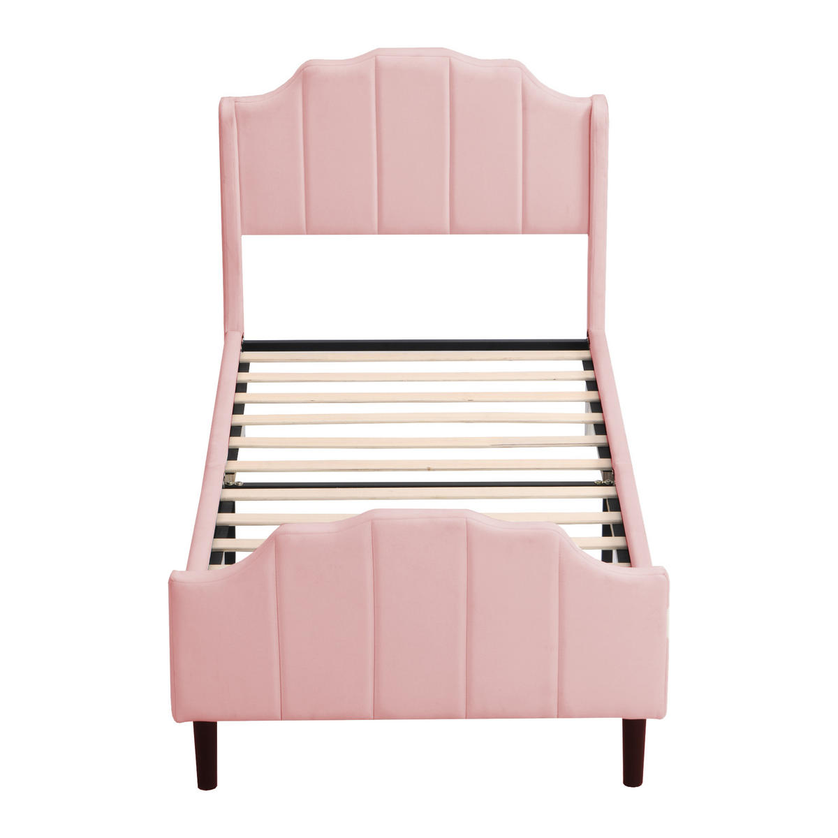 KINDERBETT 90x200 Samt rosa - Rosa, Textil (90/200cm) - LEBENLANG