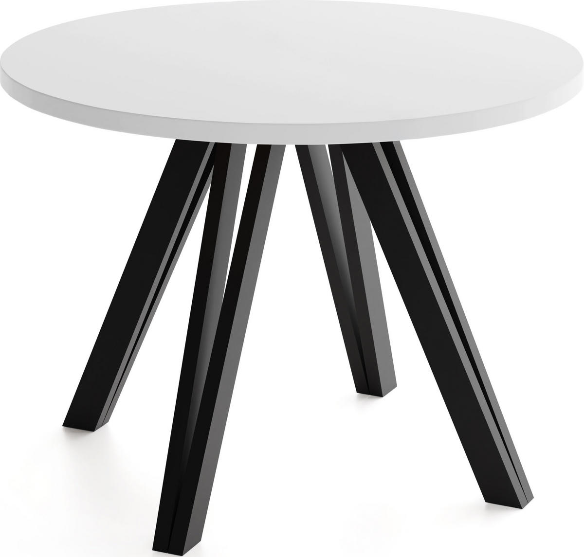 ESSTISCH Ravero runder ausziehbarer, Weiß 100/100/77 cm - Schwarz/Weiß, Holz/Holzwerkstoff (100/100/77cm) - WFL GROUP