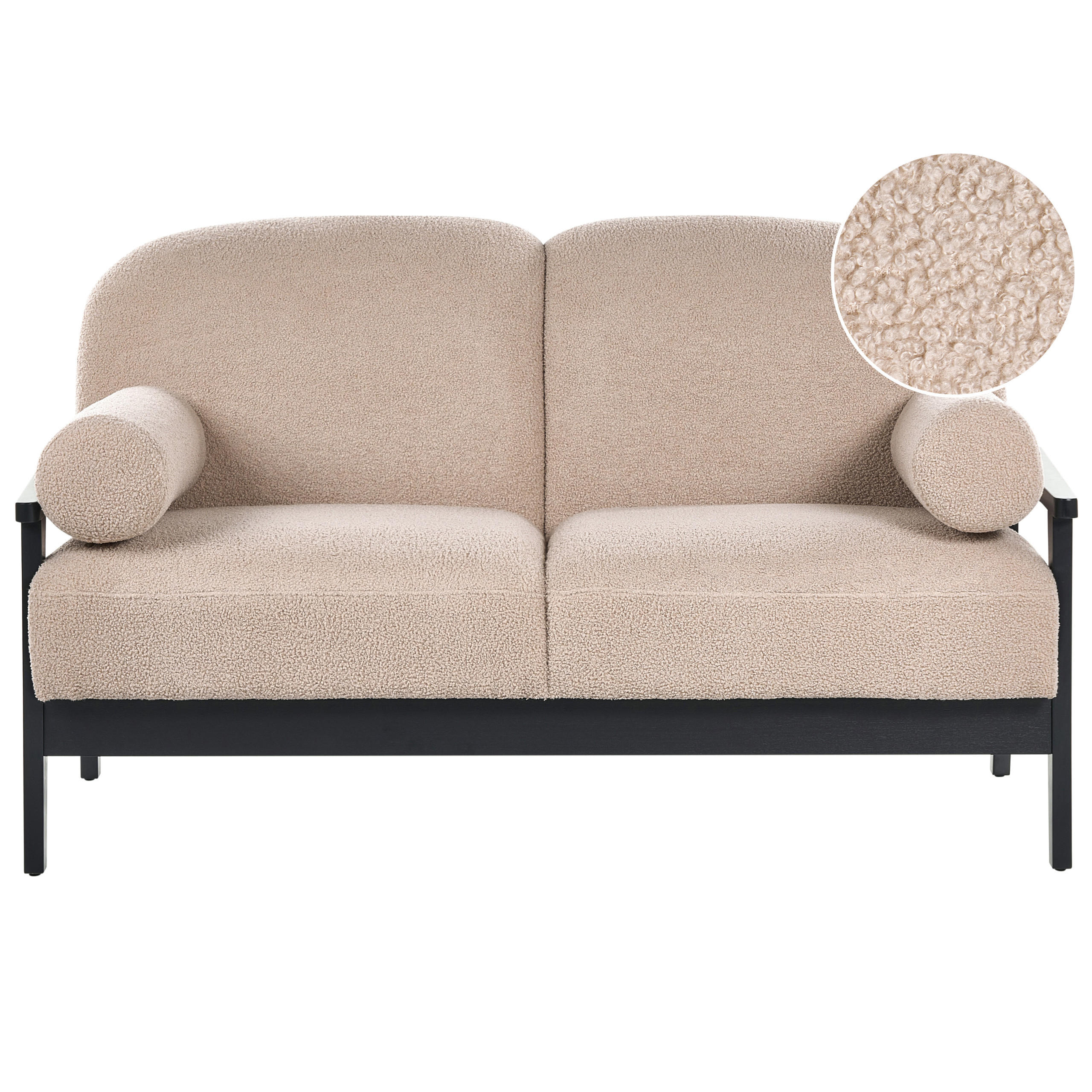 2-SITZER-SOFA Bouclé Beige Pilarne - Beige/Schwarz, Textil (153/88/84cm) - Beliani