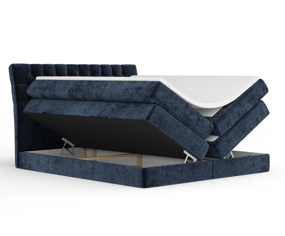 BOXSPRINGBETT Seraphine Marineblau 180/200 cm - Schwarz/Dunkelblau, Holz/Holzwerkstoff (180/200cm) - Maison de Reve