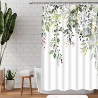 DUSCHVORHANG Grün Polyester Digitaldruck wasserdicht mit Haken ohne Bohren - Grün, Textil (180/180cm) - MCBOSON