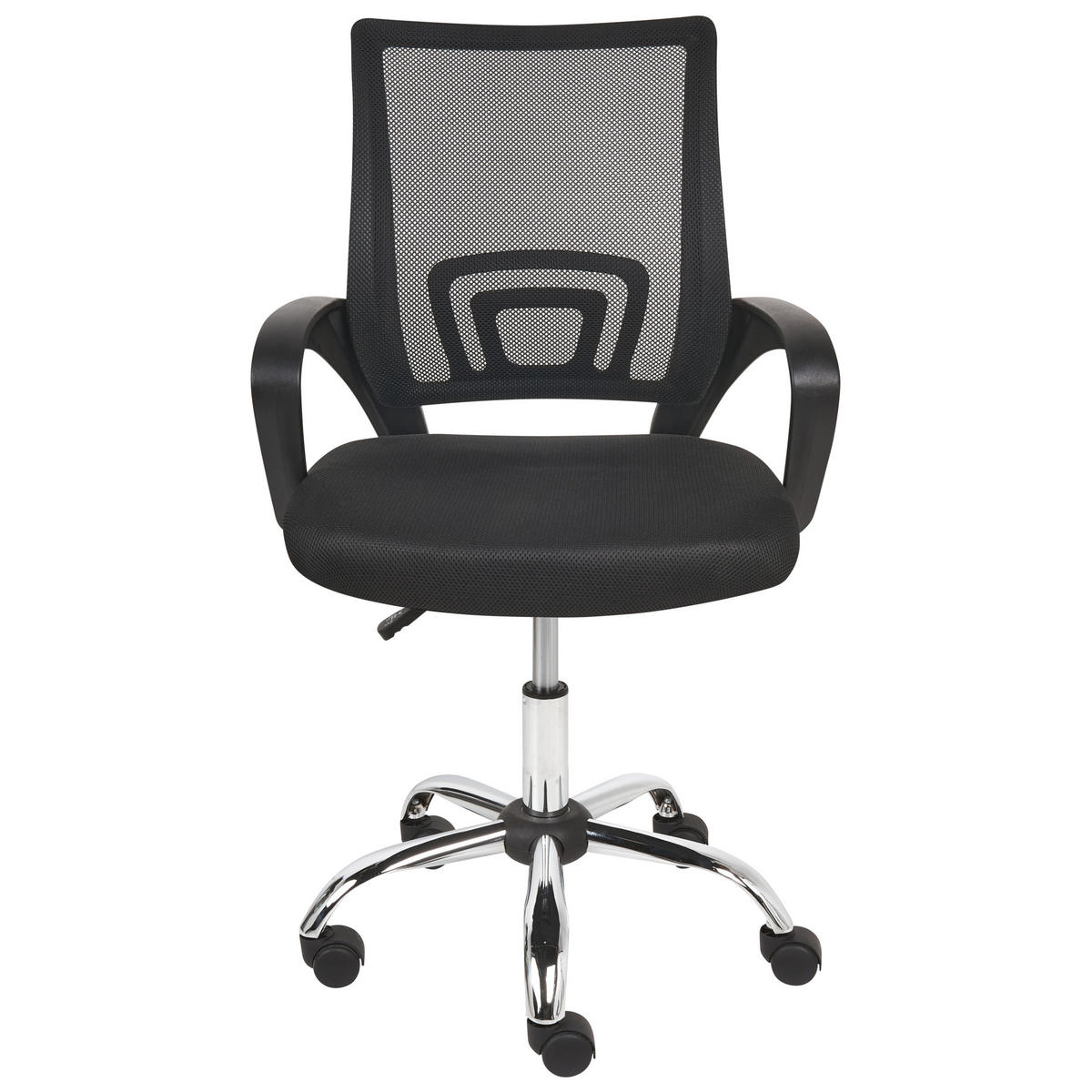 BÜROSTUHL Schwarz Solid - Silberfarben/Schwarz, Textil (60/88/60cm) - Beliani