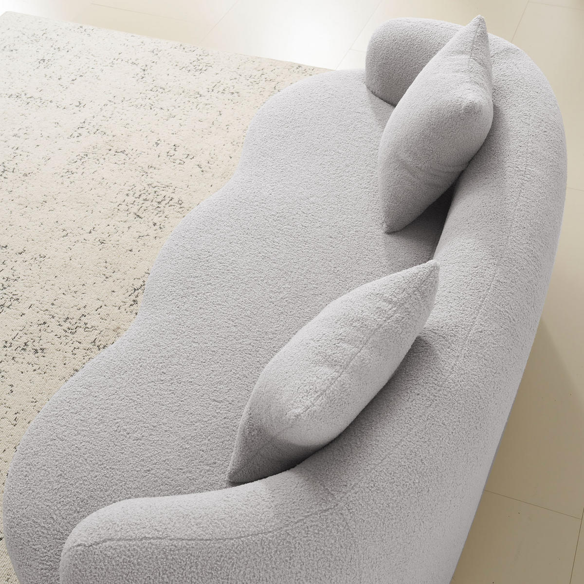 2-SITZER SOFA Polyester Hellgrau mit 2 Kissen - Hellgrau, Holzwerkstoff/Textil (170/70/89cm) - WISHDOR