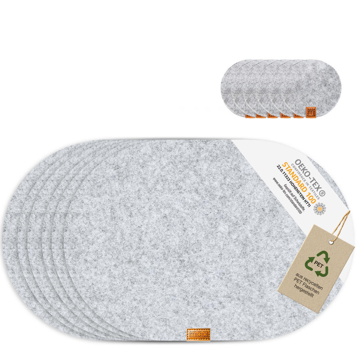 TISCHSETS Glasuntersetzer 12er-Set - Hellgrau, Textil (44/29/3cm) - Miqio Design