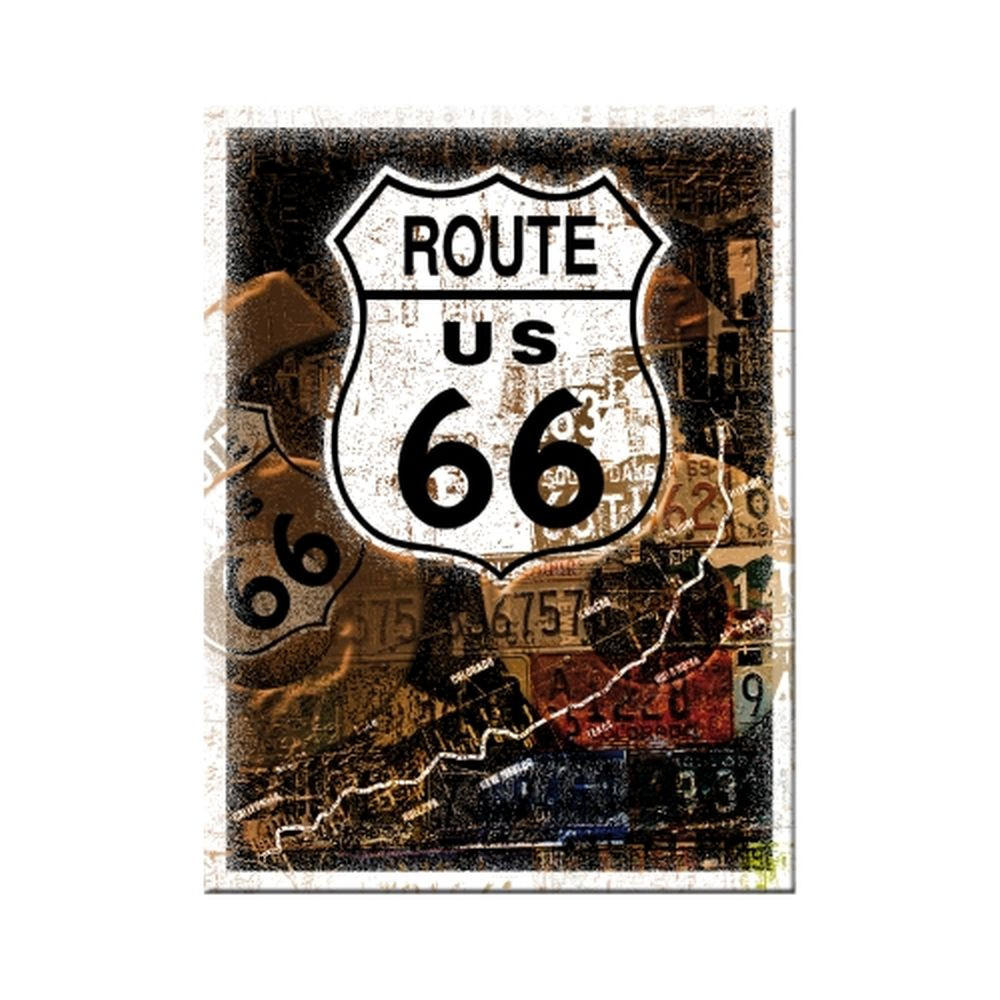 MAGNET 6/8 cm US Highways Route 66 Rost-Collage - Multicolor, Metall (6/8/0.1cm) - Nostalgic-Art
