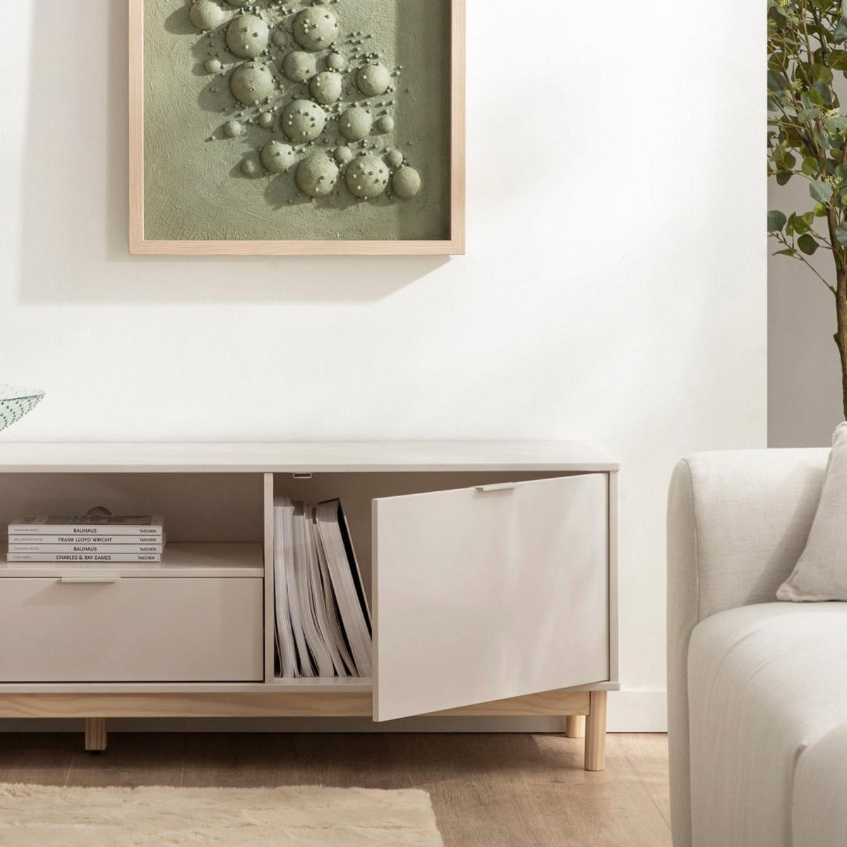 TV-ELEMENT Elian Weiß 180 cm x 53 cm - Weiß, Holzwerkstoff (180/53/39cm)