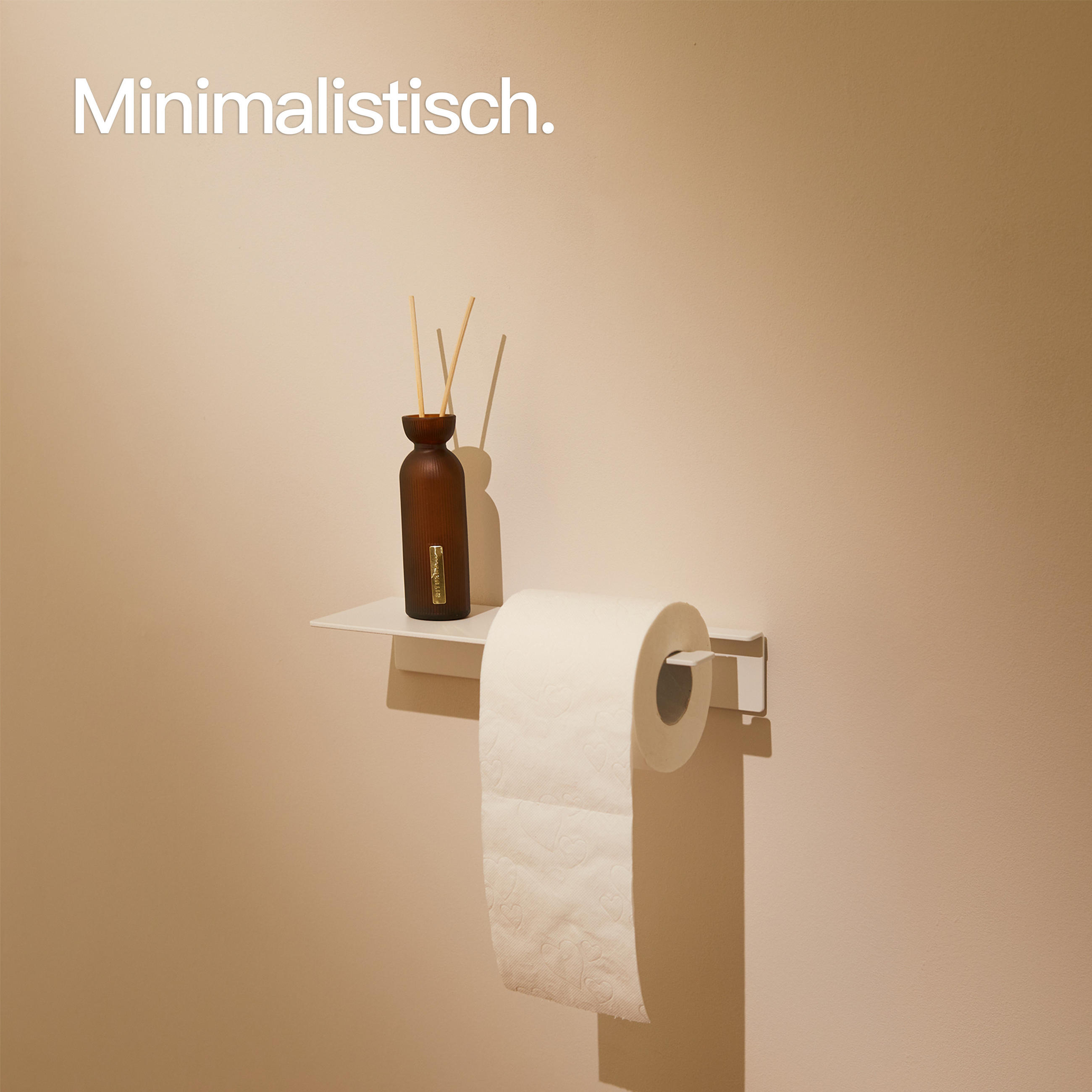 TOILETTENPAPIERHALTER OHNE BOHREN mit Ablage Weiß - Weiß, Metall (27/5/10cm) - Designfabrik Hamburg