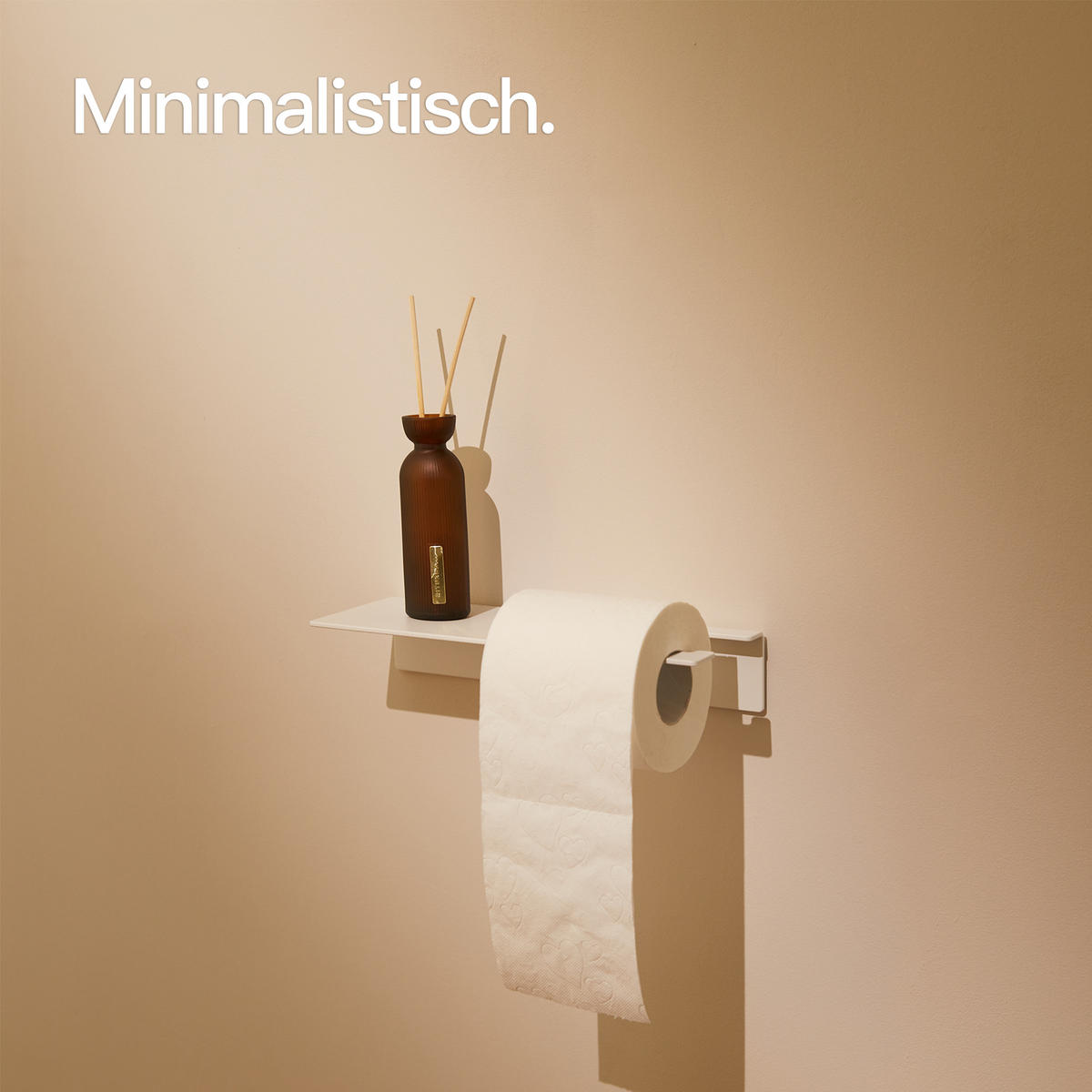 TOILETTENPAPIERHALTER OHNE BOHREN mit Ablage Weiß - Weiß, Metall (27/5/10cm) - Designfabrik Hamburg