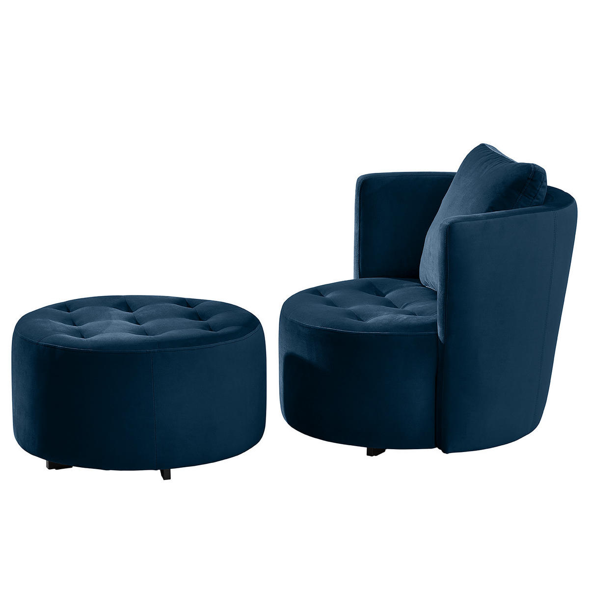 SESSEL - Schwarz/Dunkelblau, Textil/Metall (65/65/40cm) - home24