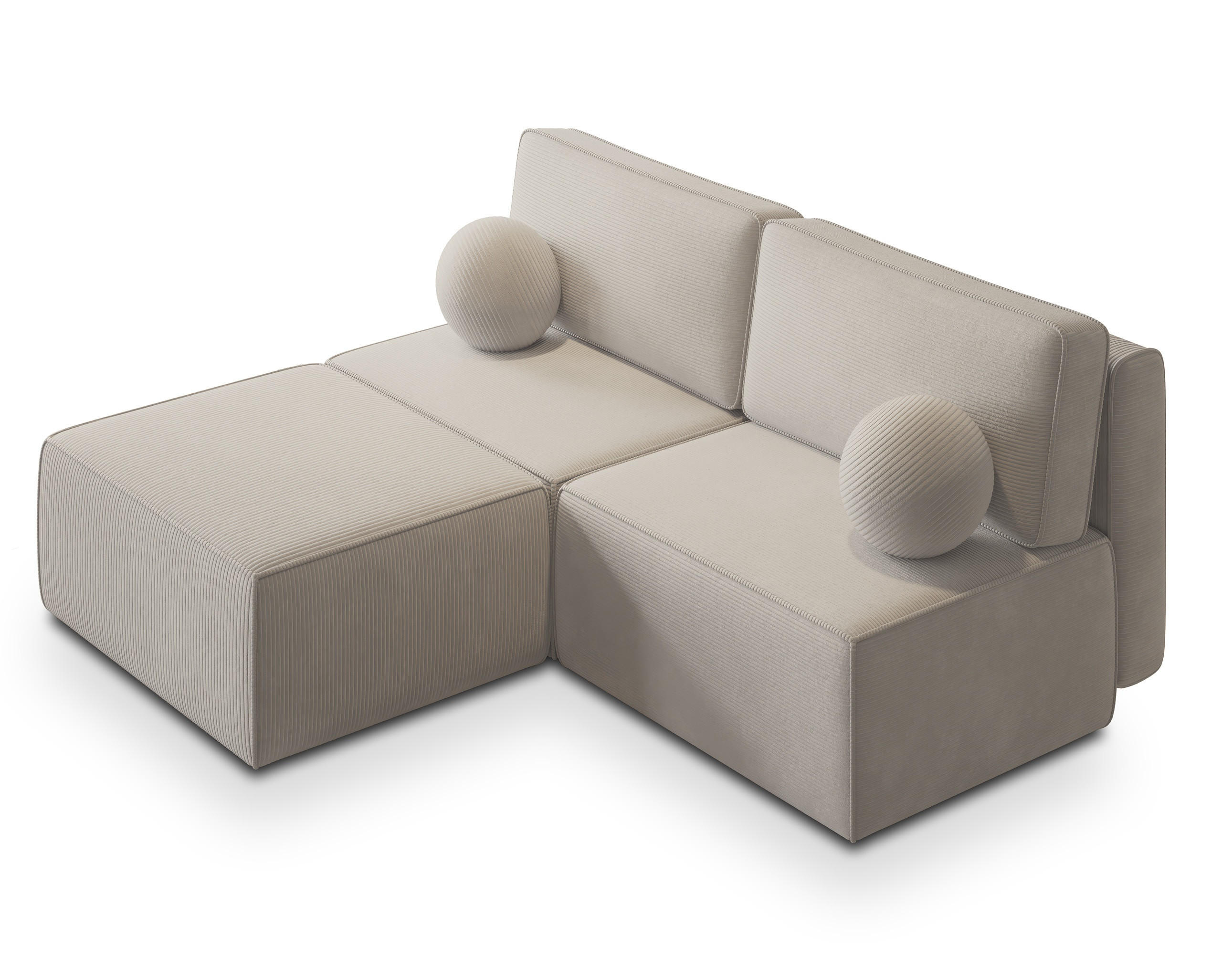 ROHOVÁ SEDAČKA VARNA krémová - šedá/krémová, dřevo/textil (196/158cm) - MASSENO