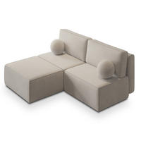 ROHOVÁ SEDAČKA VARNA krémová - šedá/krémová, dřevo/textil (196/158cm) - MASSENO