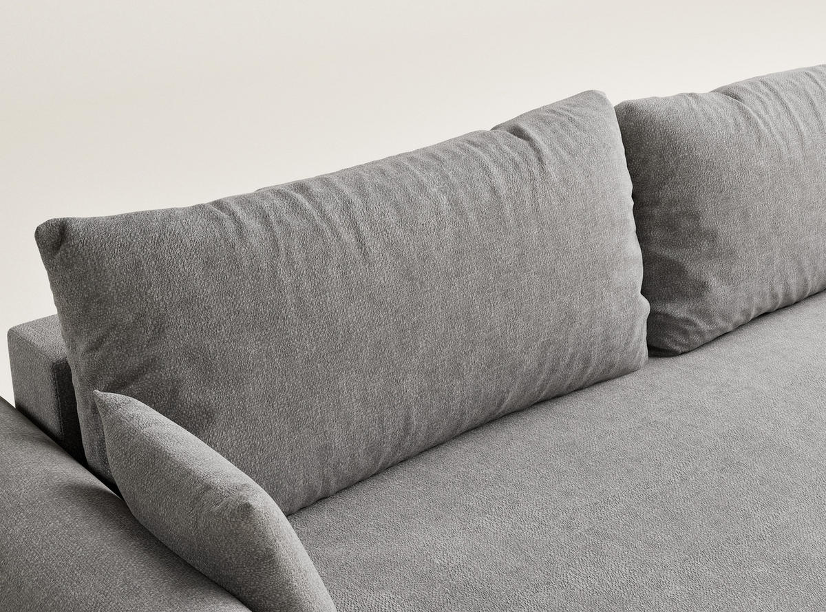 SOFA MIT SCHLAFFUNKTION Toluca Beige grau Chenille-Stoff - Greige/Schwarz, Holz/Holzwerkstoff (247/69/90cm) - Maison de Reve