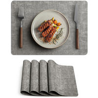 PLATZSET 4-teilig -- 43 x 30 cm -- Grau - Grau, Leder (43/30cm)