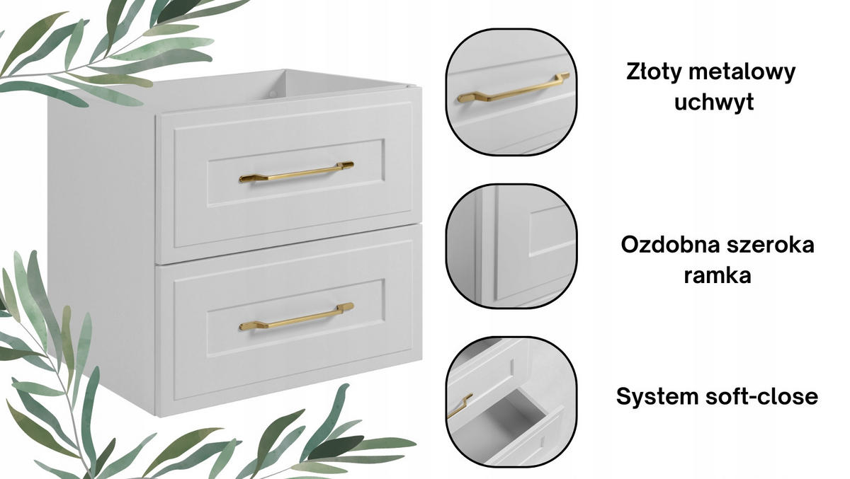 WASCHBECKUNTERSCHRANK + HÄNGESÄULE CLASSIC 60cm Mattwitte - Weiß, Holzwerkstoff (60/58/46cm) - Rodan