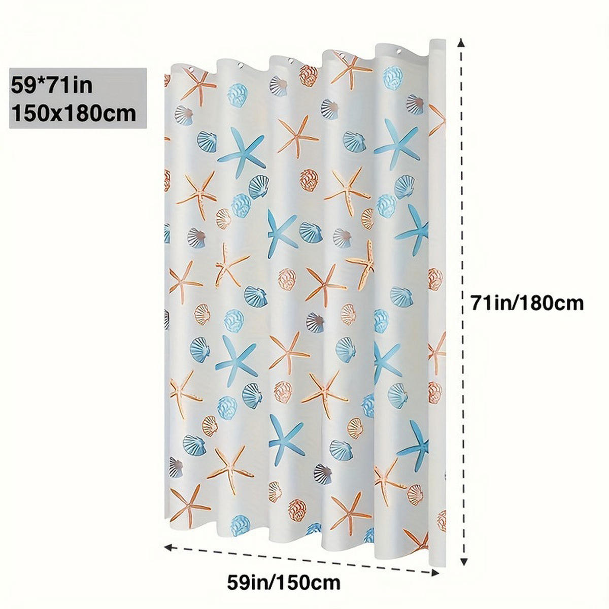 DUSCHVORHANG Seestern PEVA Dekoration Badezimmer und Badewanne mit Haken - Multicolor, Kunststoff (150/180cm) - MCBOSON