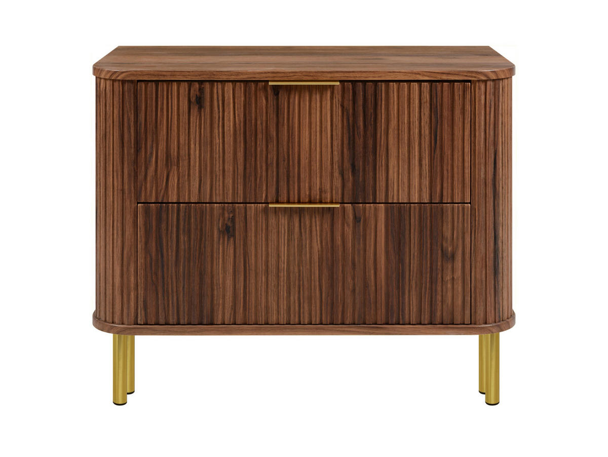 BADEZIMMERSCHRANK : Farbe Eiche-Nussbaum, Griff gold, Füße gold, 80 x 41,5 x 66,7 cm - Goldfarben/Braun, Holzwerkstoff (80/66.7/41.5cm) - 3XE LIVING