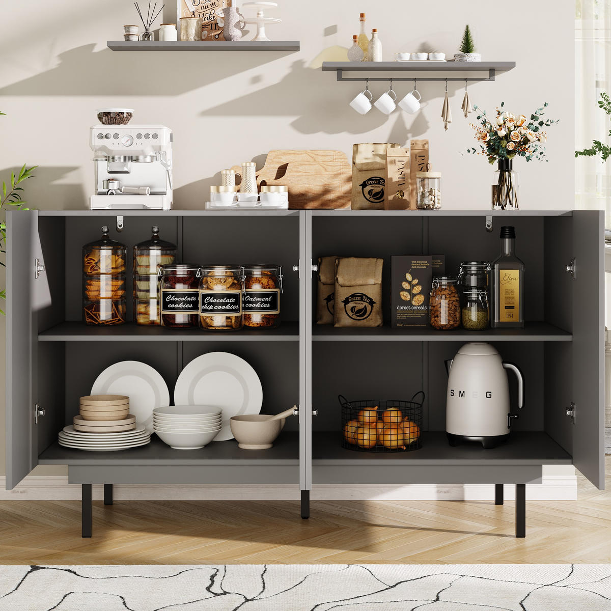 SIDEBOARD Schlicht Modern Mattgrau 140/39/83 cm - Grau, Holzwerkstoff (38.5/82.5/140cm) - Urban Meuble