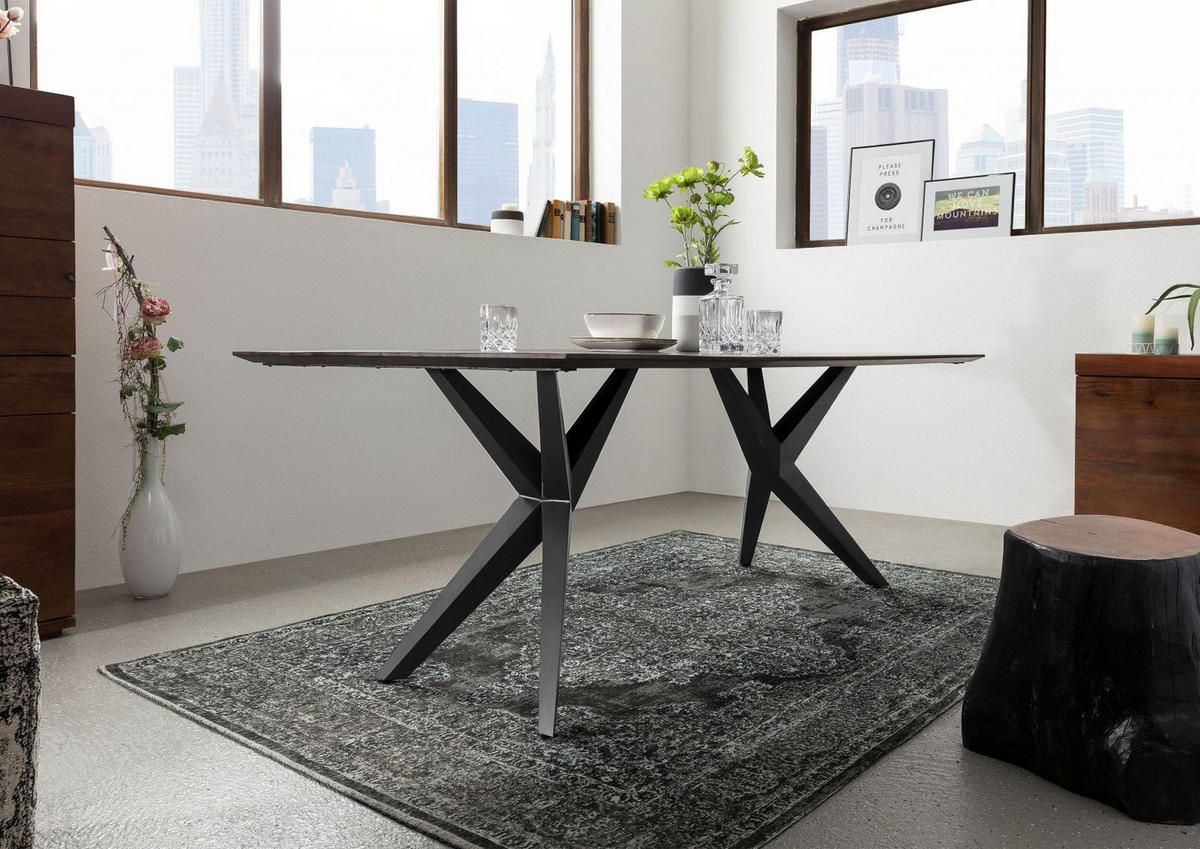 ESSTISCH Akazie 160x90x76 braun lackiert Beine anthrazit glänzend SWISS EDGE #13 - Braun, Holz (90/160/76cm) - Massivmoebel24