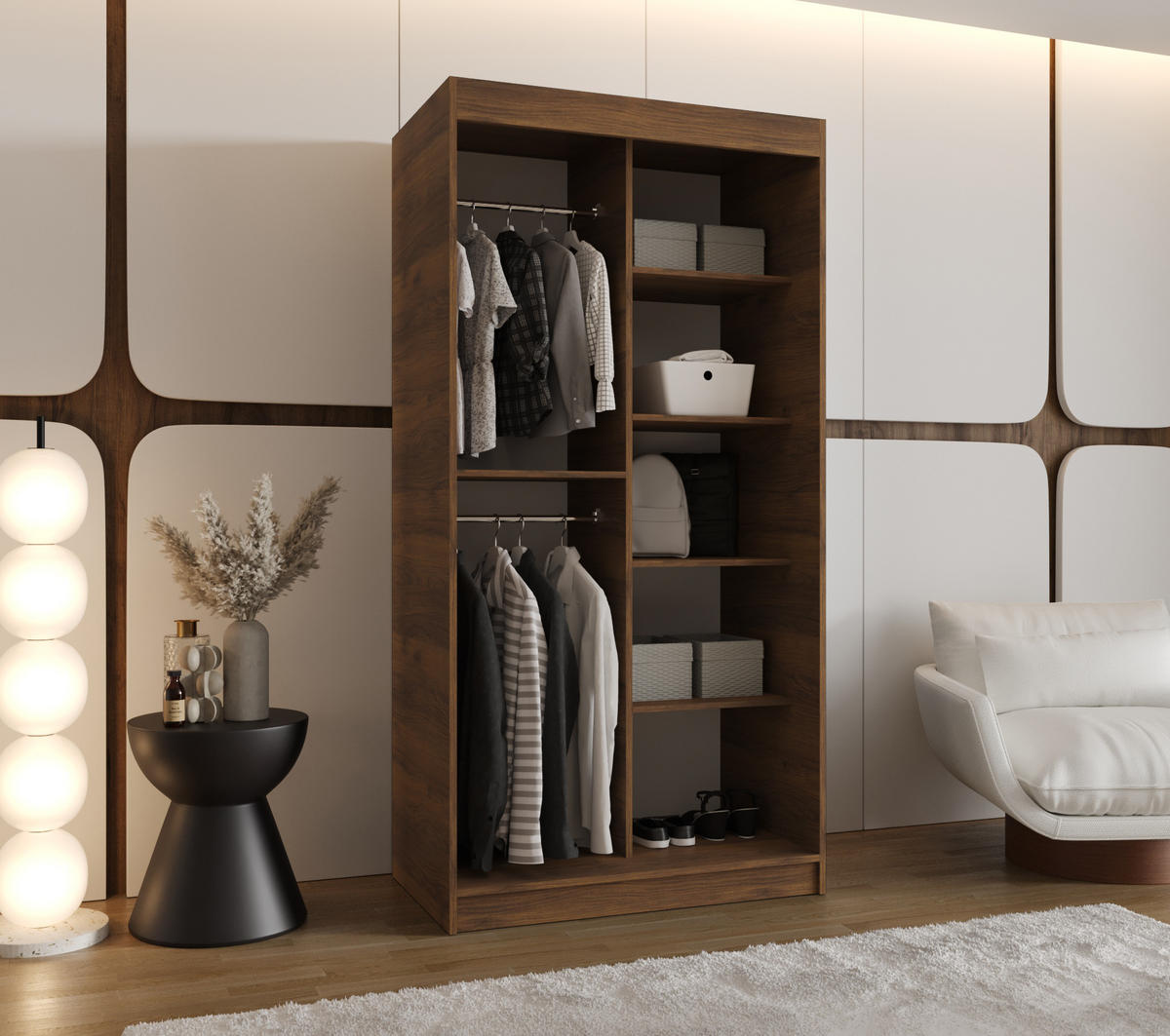 SCHIEBETÜRENSCHRANK mit Spiegel ROYAL 200/100/62 2-türig - Silberfarben/Walnussfarben, Holz (100/62/100cm) - MÖBEL KRYSPOL