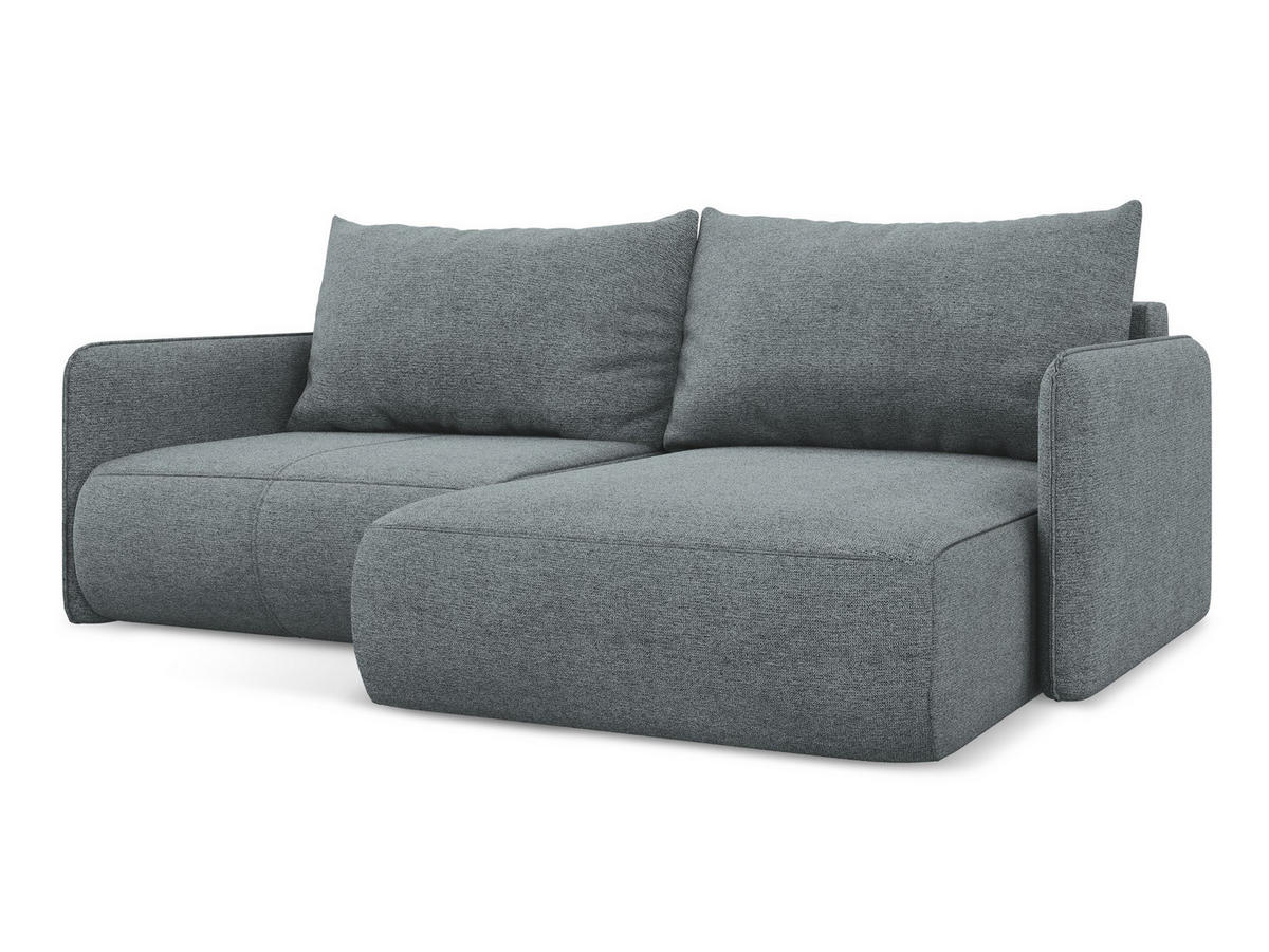 ECKSOFA mit Schlaffunktion Chenille Stoff Blau - Blau/Blaugrau, Kunststoff/Textil (207/148cm) - Makamii