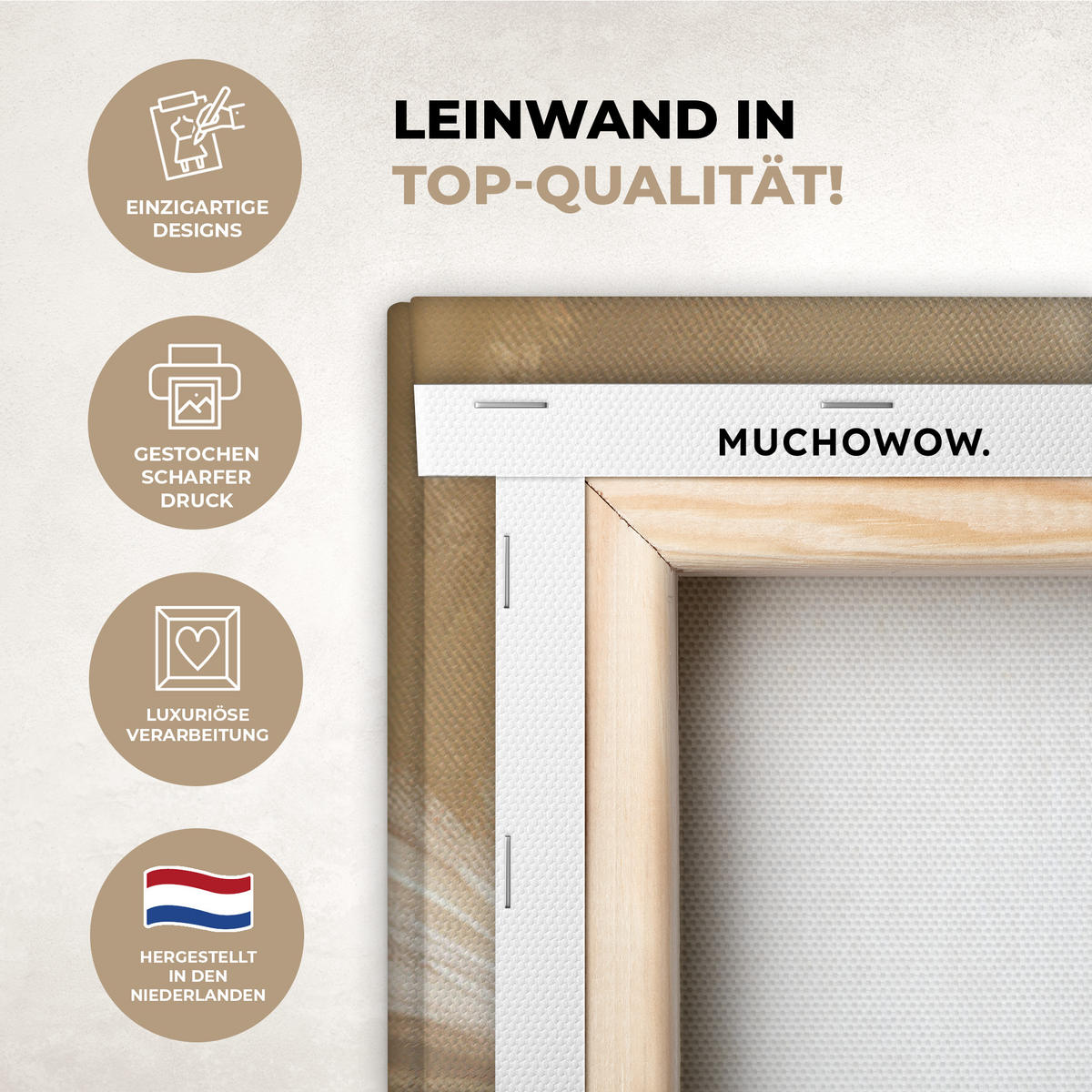 LEINWANDBILD Blumen - Vase - Stilleben - Beige 90x90 cm - Creme, Textil (90/90cm) - MuchoWow