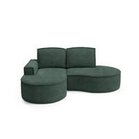 ECKSOFA MOLLY – Halbkreisförmig, Abriamo-Bouclé, Lose Kissen, Bouclé-Bezug, 210x157x88 cm, Links Grün - Jadegrün, Holz/Textil (157/210cm) - DomoHome