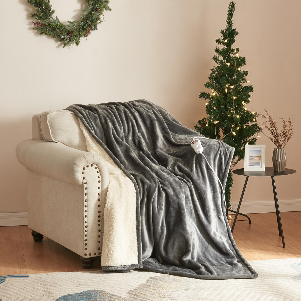 PŘIKRÝVKA Archi - tmavě šedá, textil (180/130cm) - [en.casa]